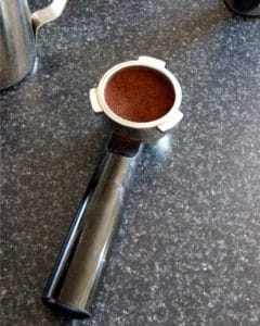 How coffee should look once Tamped.