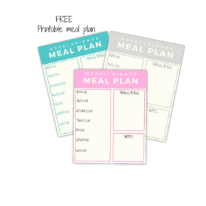 Printable Meal Plan Menu